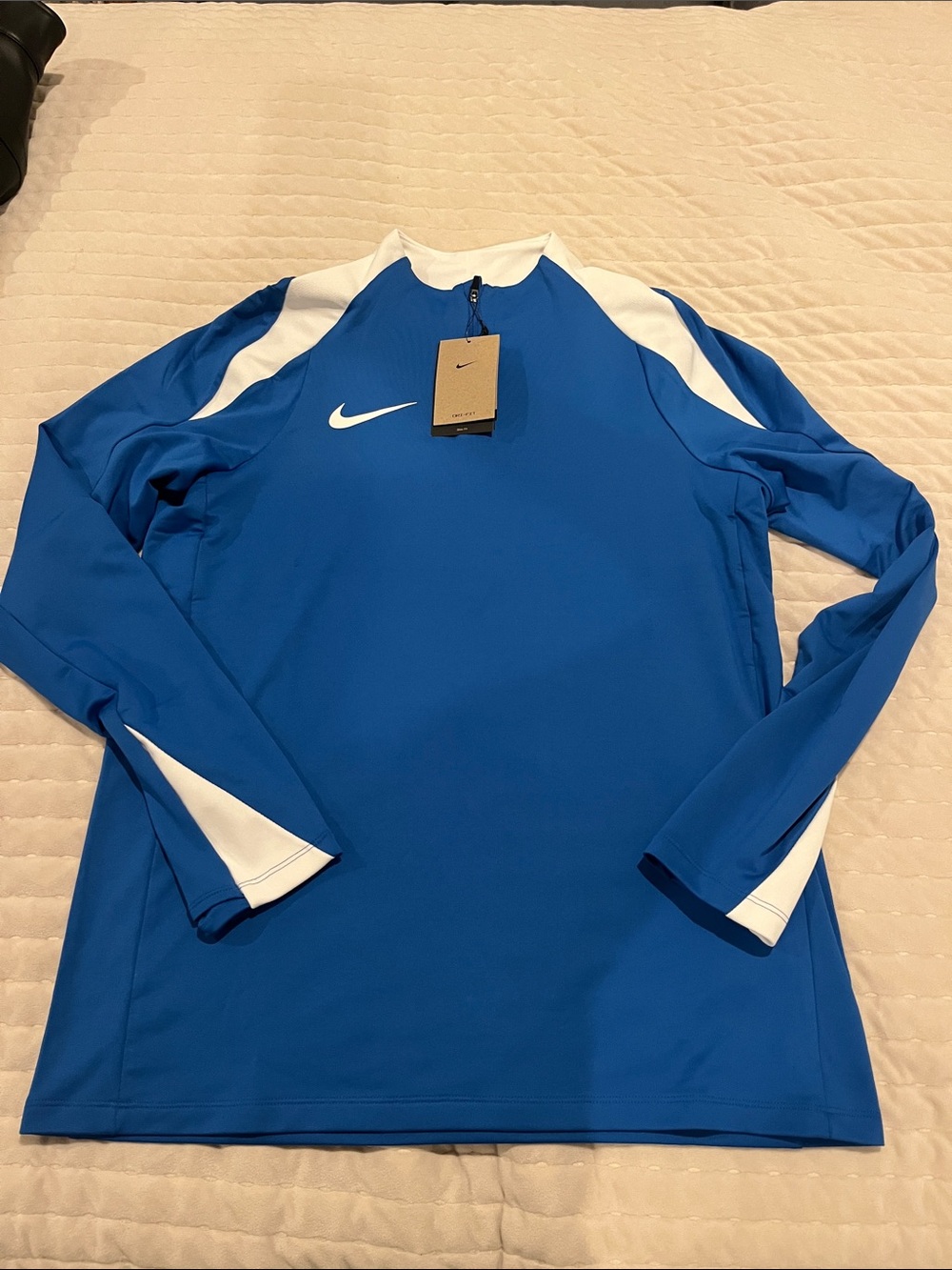 Nike Soccer Royal Blue Long-Sleeve Training Top with White Accents